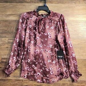 Simply Vera Vera Wang Burgundy Floral Blouse